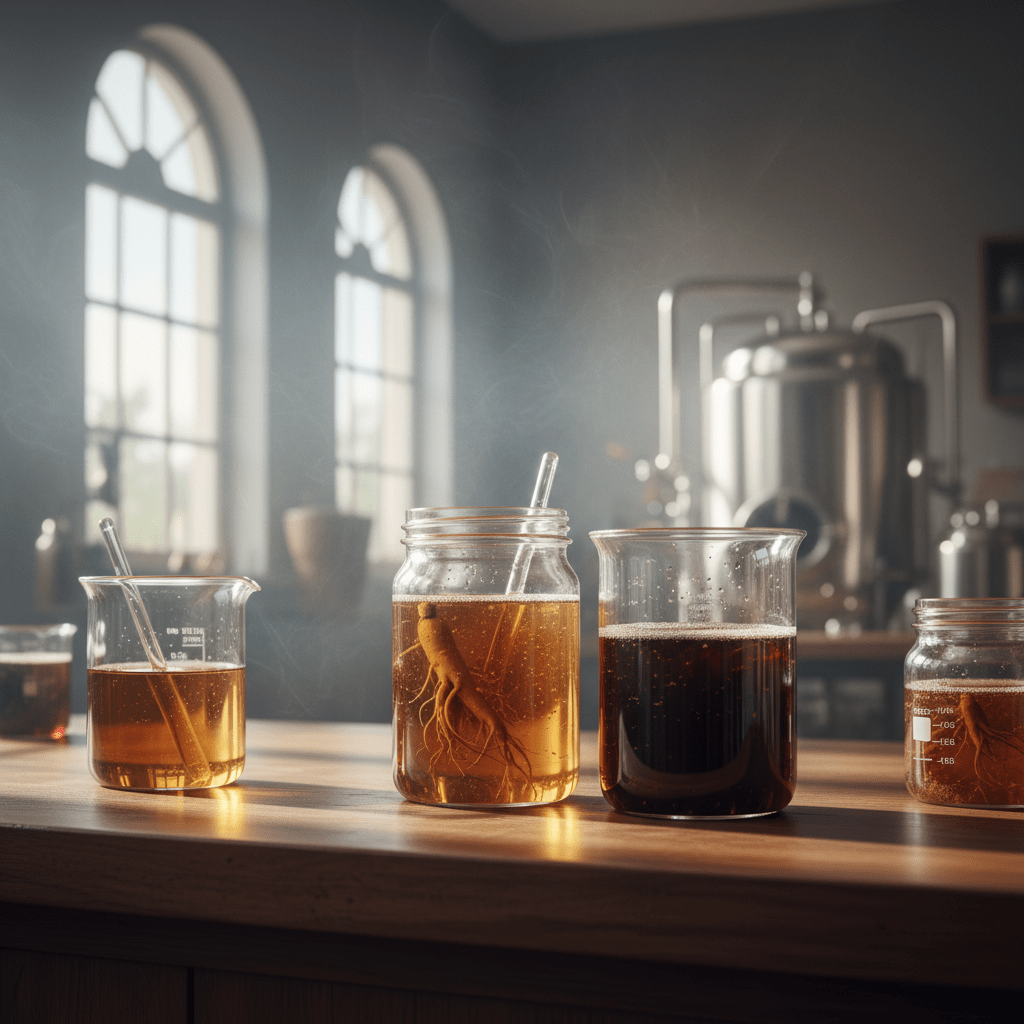 Luxury Korean hair care lab with natural extracts. Artisan lab with ginseng extract and kombucha for luxury Korean hair care.