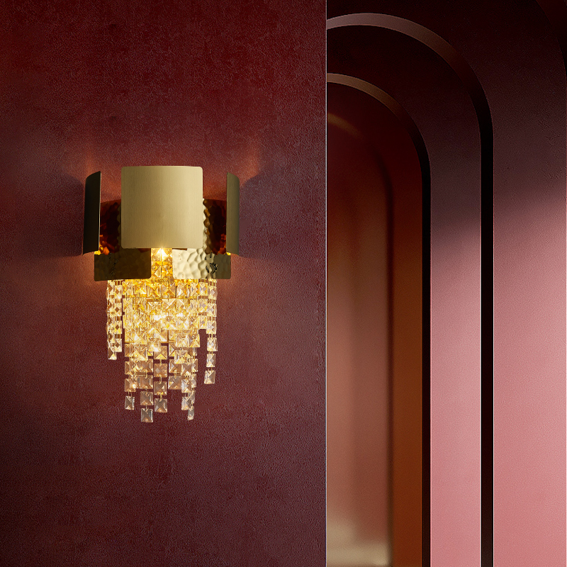 Stainless steel gold LED E14 wall sconce lamp crystal lighting lights