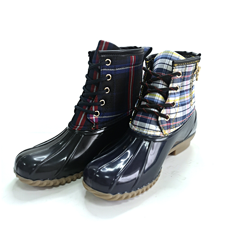 OEM зимние теплые однограммовые клетчатые модные утиные сапоги для женщин