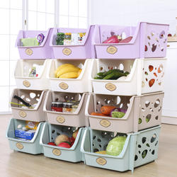 Multi-purpose Stackable PP Plastic Storage Baskets Bins for Vegetables Fruits Snacks Bottles Toys Toiletries