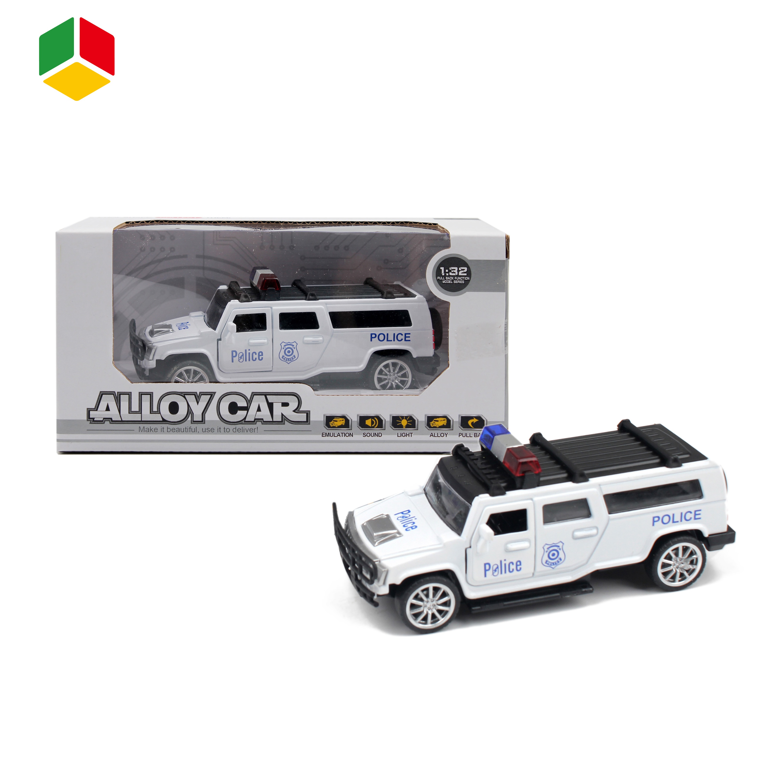 1:32 военный внедорожник, инженерная металлическая модель автомобиля с подсветкой и музыкой (батарея входит в комплект)