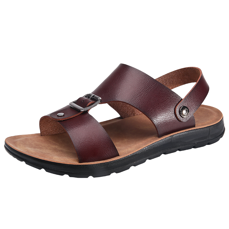 Мужские кожаные сандалии, мягкая подошва, Повседневная летняя пляжная обувь, двойного назначения