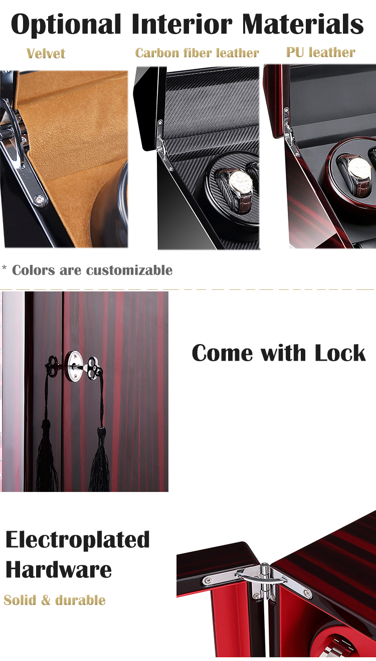 Watch display stand with lock 8 watches winding system wooden big watch winder box automatic