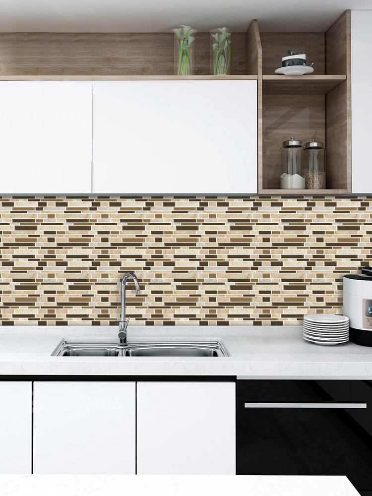 Brown rectangular crystal epoxy wall stickers DIY self-adhesive wallpaper 3D waterproof hot Amazon wallpaper wall paper