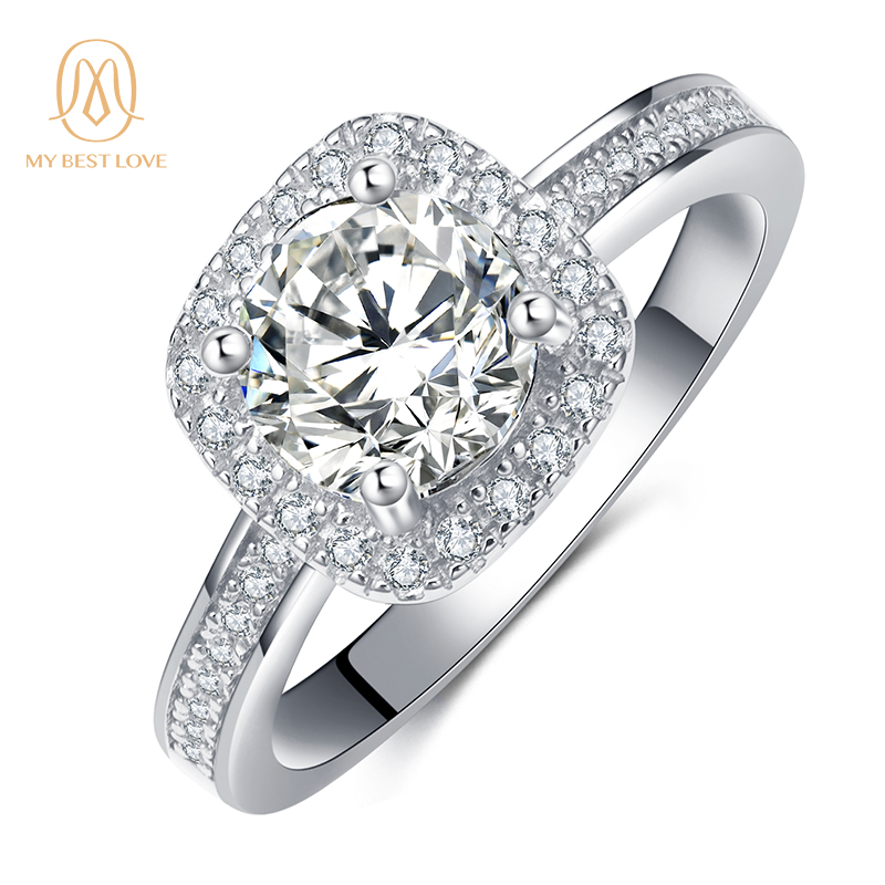 2021 Hot Selling Moissanite Rings 925 Sterling Silver Gemstone Jewelry Silver Jewelry Women Wedding Rings Set