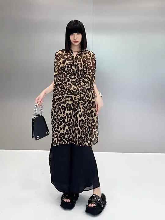 Bettergirl Street Style Leopard Print Chiffon Shirt for Women's