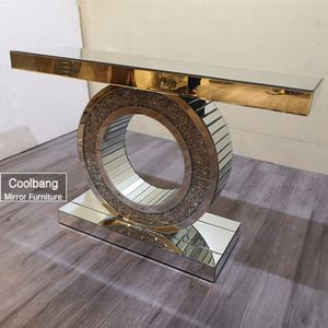 New design silver modern luxury diamond mirrored hallway console table with mirror