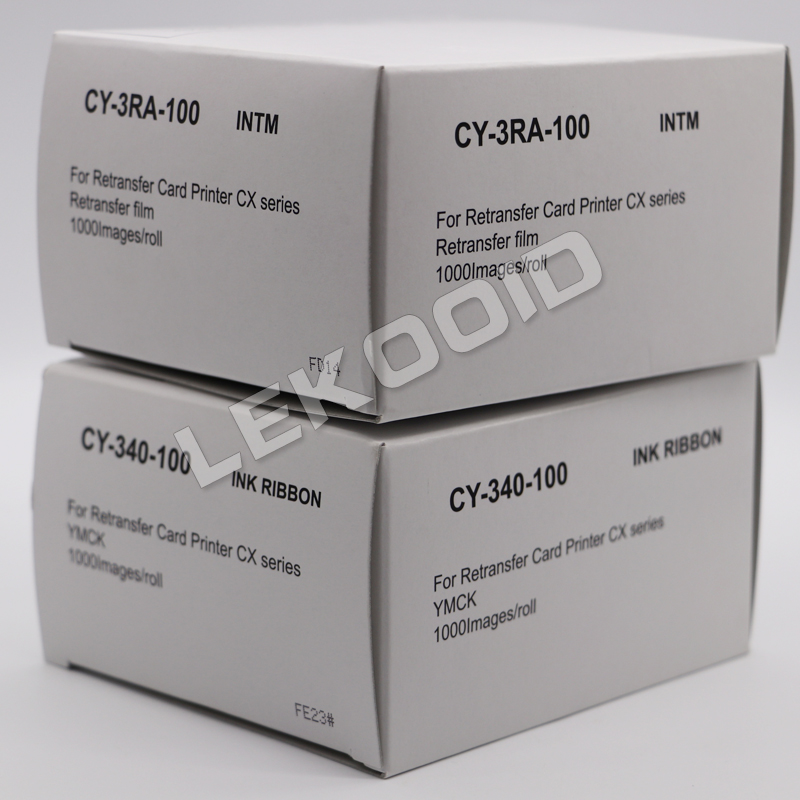 Original JVC CY-340-100D YMCK Ribbon & CY-3RA-100 Retransfer Film