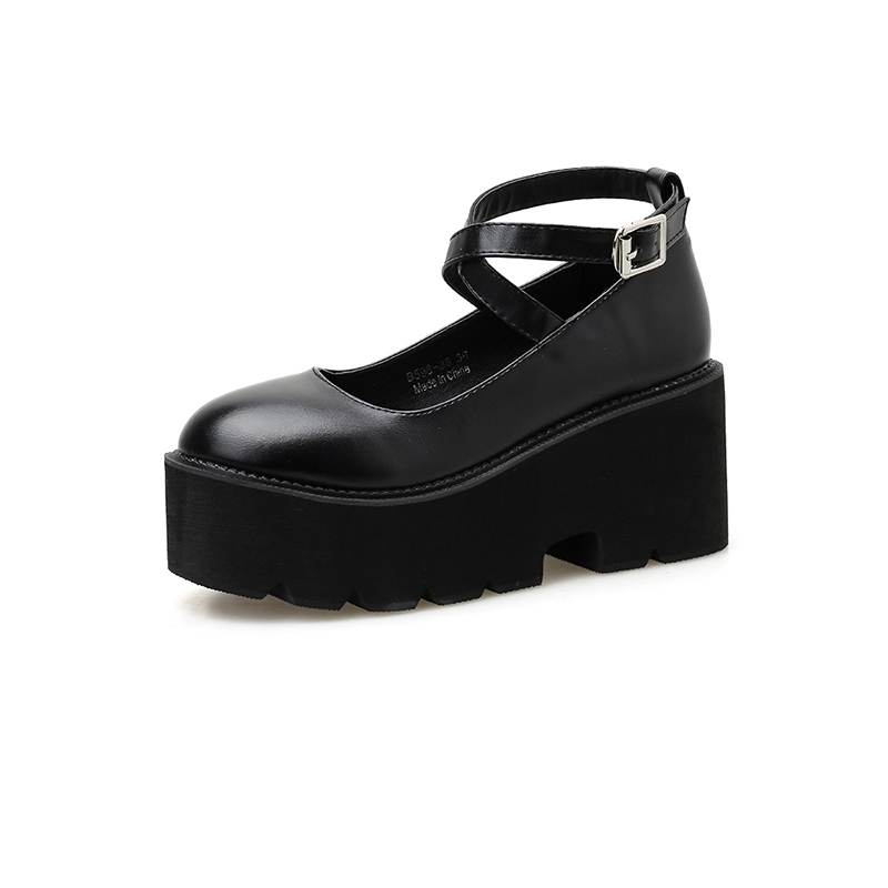 Заказные зимные/осень; Элегантная красивая женская обувь с круглым носком с ремешком на голени, женские роскошные туфли на платформе в готическом стиле для женщин