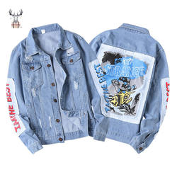 Personalizado de Alta Qualidade de Inverno Sem Capuz Jaqueta Jeans Impresso