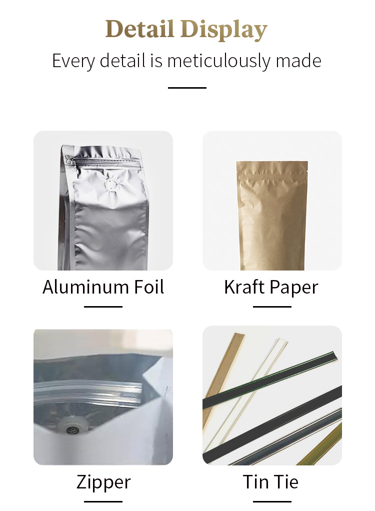 Matt Black Ziplock Food Packing Custom Printed Flat Box Bottom Coffee Packaging Bag Wholesale With Valve