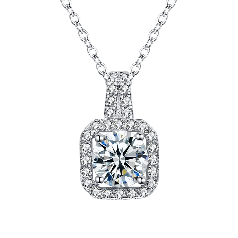 Diamond 925 Silver Women Necklace Jewelry Latest Necklace Design Collar Pendant Pure Silver Moissanite Necklace SilverJewelry