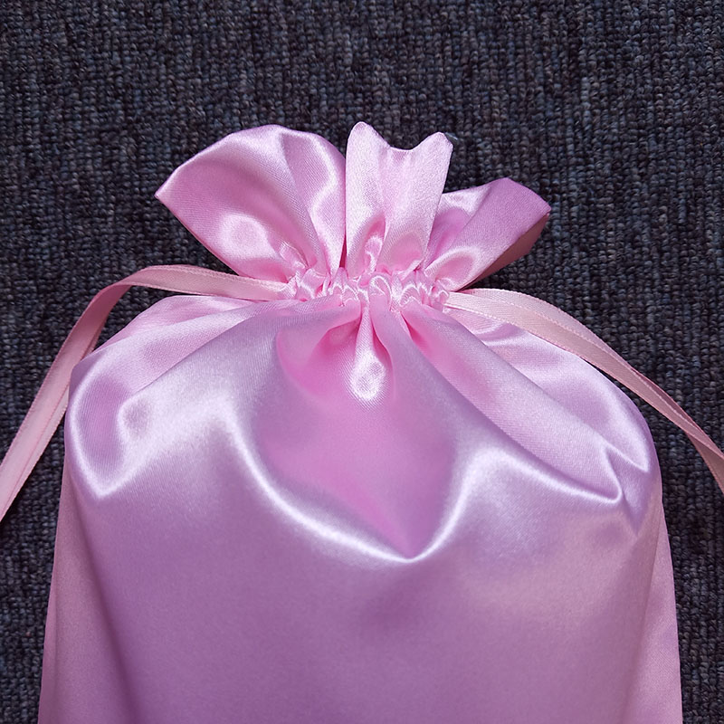 定制高品质婴儿粉红色缎抽绳丝绸袋缎发袋防尘袋与环保材料和便宜的