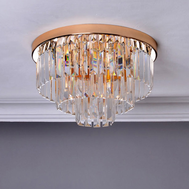 Современная светодиодная потолочная люстра E14/E27 с круглым прозрачным кристаллом, подвесной светильник