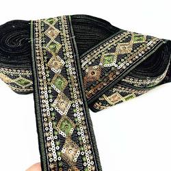 Deepeel RD123 5 CENTÍMETROS de Costura DIY Acessórios de Estilo Étnico Seda Poliéster Webbing Fitas de Renda Guarnições Lantejoulas Para Vestuário