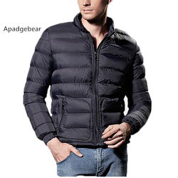 Casaco de inverno dos homens em cor pura luz nylon-algodão acolchoado jaqueta casaco de inverno quente Europeu