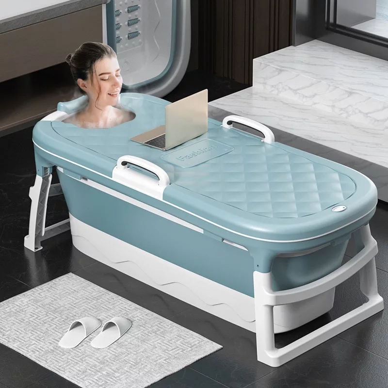 Ba/ñera plegable con tapa para adultos de PVC con accesorios de ba/ño