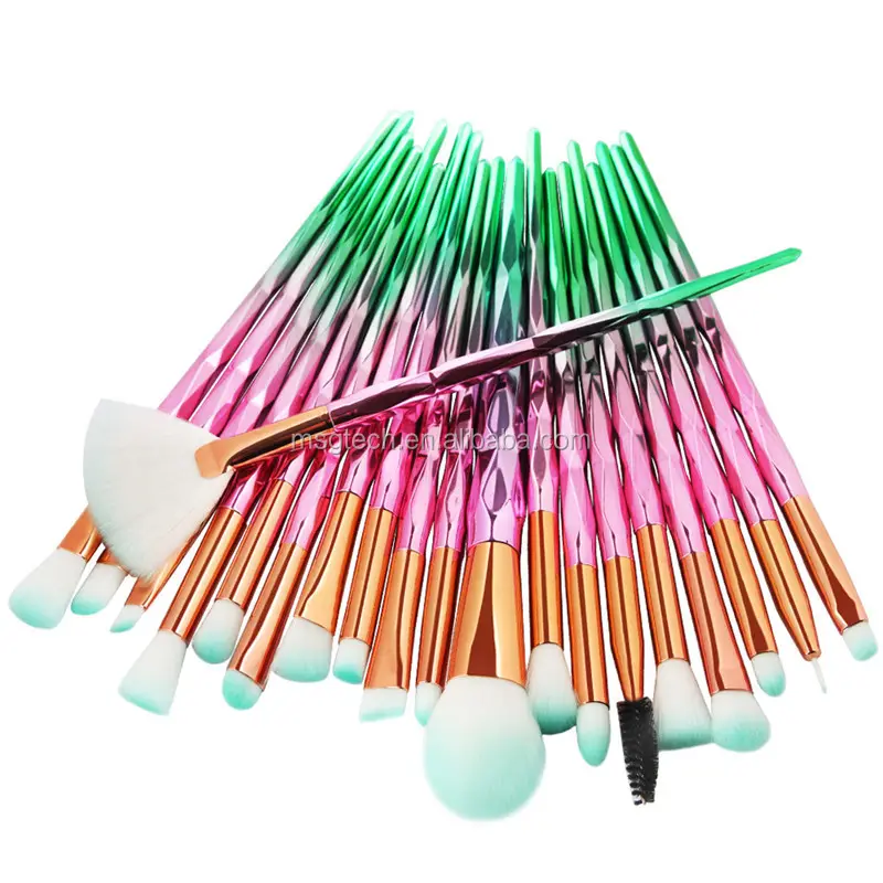 Rainbow Eye Cosmetic Makeup Brush Set Diamond Handle 20PCS Blending Eyeshadow Make Up Brushes