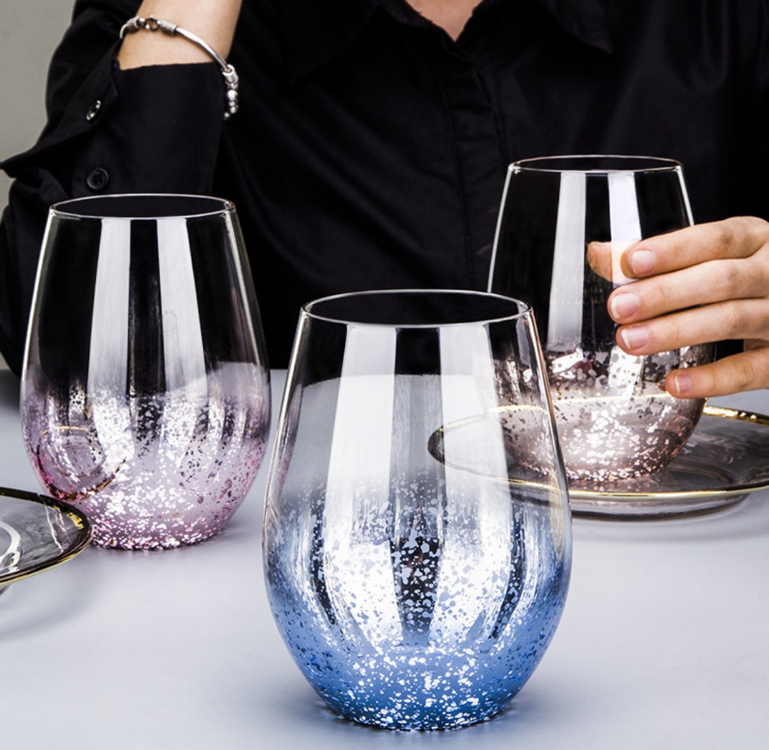 Блестящая стеклянная чашка для сока, креативная кофейная чашка в форме яйца, пластиковый стакан для коктейлей без стен с одной стенкой