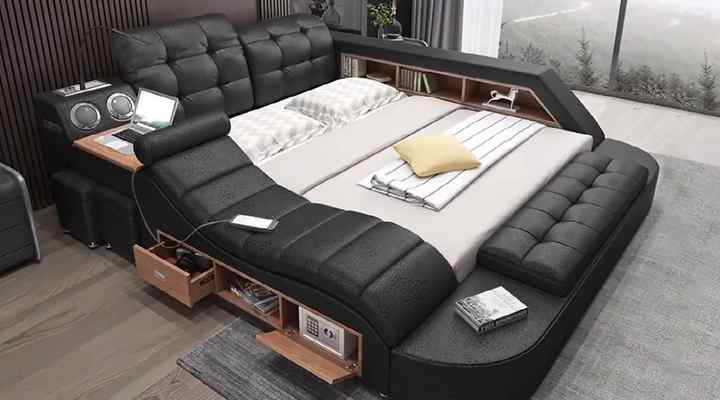 New Factory Direct Sale Multifunctional Bed Bedroom Furniture Large Storage  Space with Massage Chair Bed