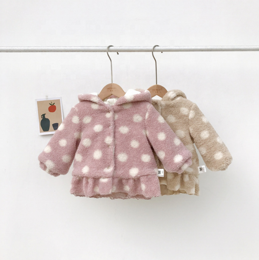 ChengXi/Толстовка для новорожденных; зимняя утепленная толстовка для маленьких девочек; зимнее милое зимнее пальто в горошек