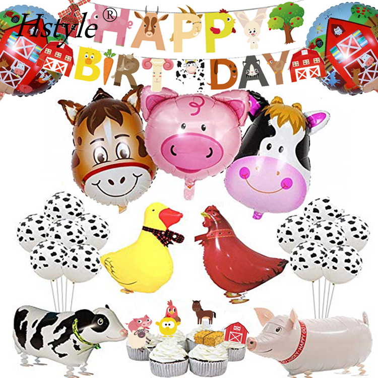 Fazenda Fazenda Andando Balões Decorações da Festa de Animais chapéus de Coco Do Queque para o Menino ou Meninas Barnyard Birthday Party Supplies SET0423