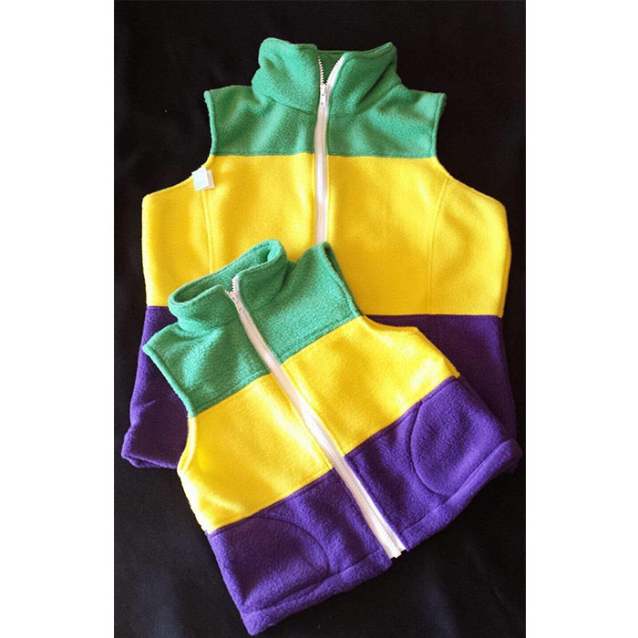 Высокое качество монограммой, готово к отправке пользовательские Детские флисовые Марди Гра жилет