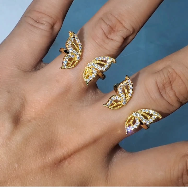 tiny butterfly ring mau_Jewelry12～14号 RM1117 Dainty CZ Micro Pave Butterfly Rings for Women