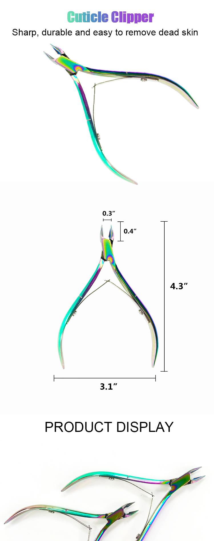 Meilleure Qualité Coupe-ongles Tondeuses Arc-En-Ciel En Titane Pince À Cuticules Cutter