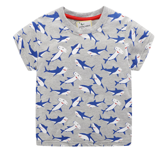 Летняя стильная футболка для маленьких мальчиков с мультяшным принтом Кита, 100% хлопок, для детей 6 лет