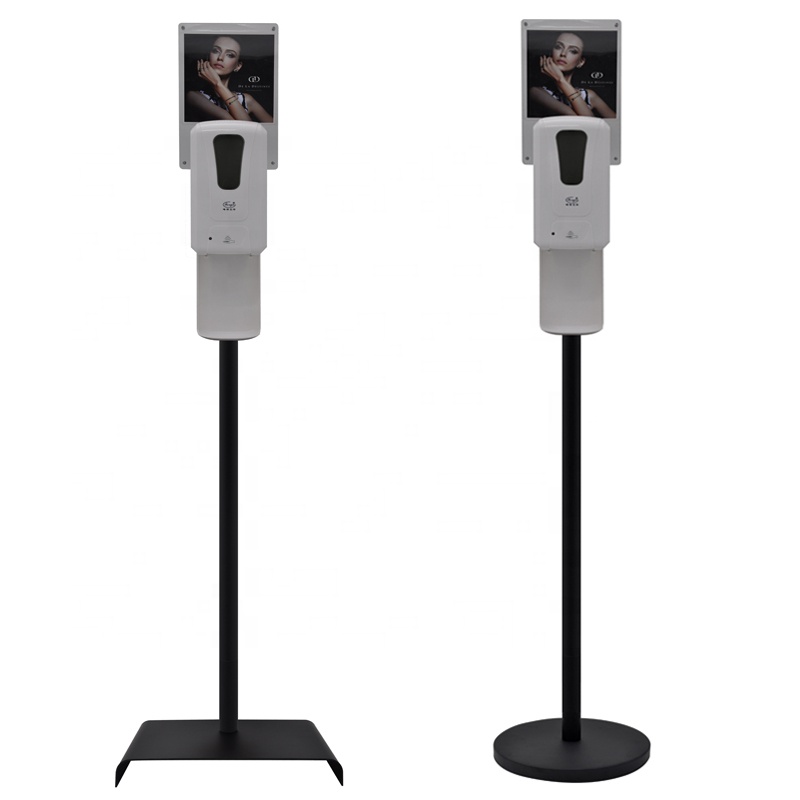 Floor Standing Tipo de desinfetante para as mãos dispensador Automático de desinfetante com o painel de publicidade