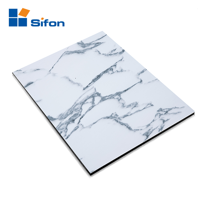 High glossy stone wall cladding 4mm marble composite aluminum panel
