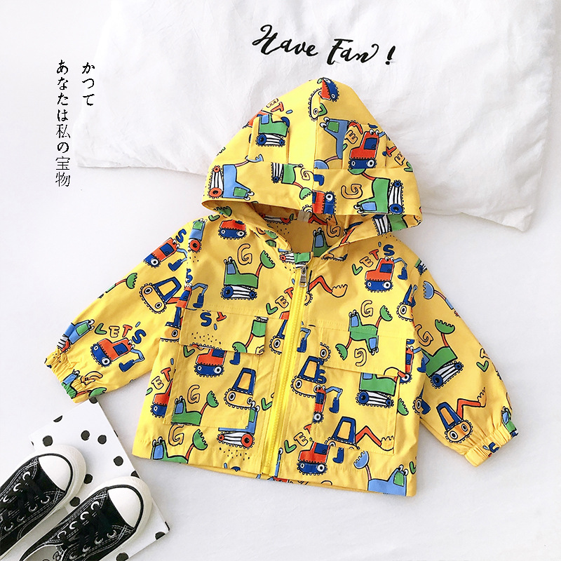 Солнечный детский сезон весна; Новинка; Цветная одежда с героями мультфильмов с капюшоном на открытом воздухе водонепроницаемая ветровка для маленьких мальчиков и девочек; Обувь для спорта и отдыха, верхняя одежда для детей