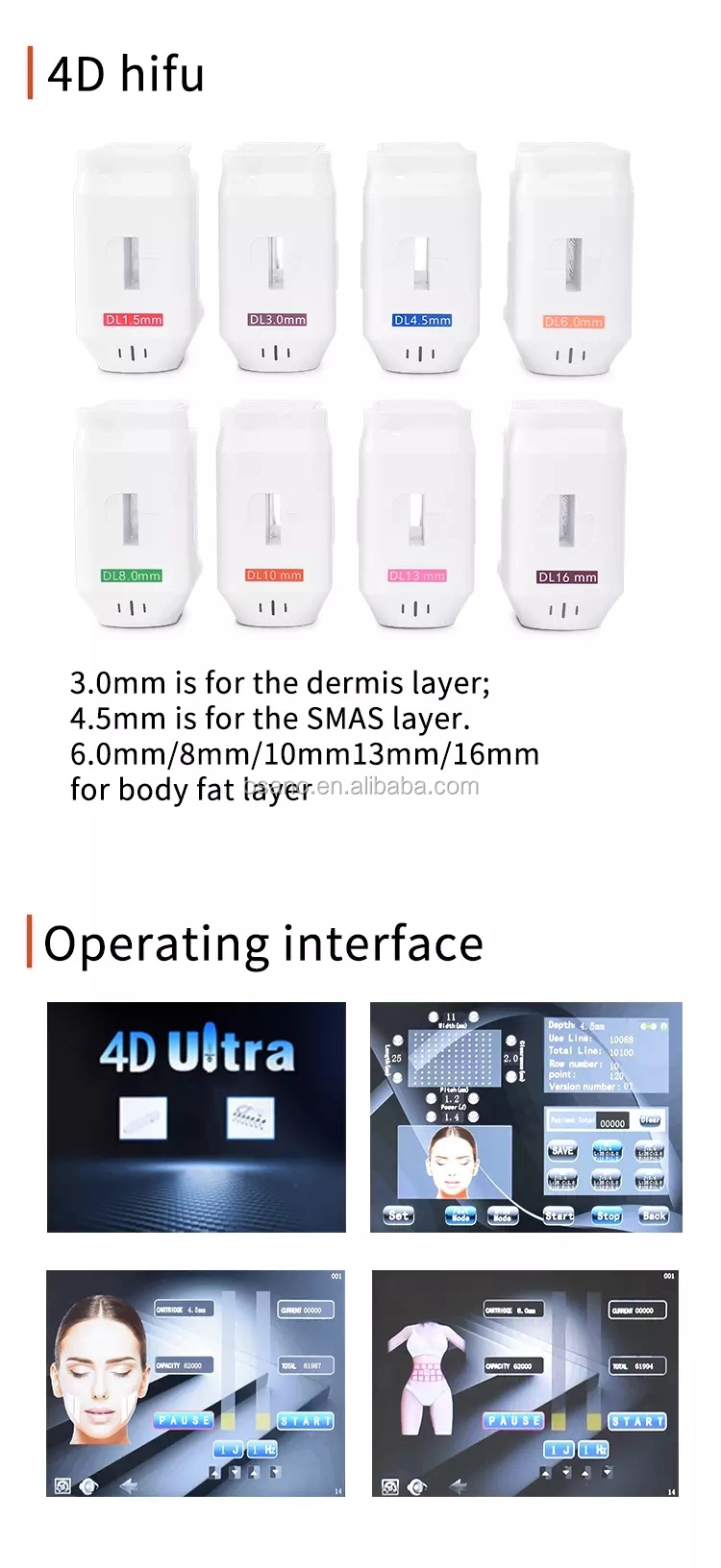 Face lift one shot 12 lines 4D hifu machine for body slimming skin tighten