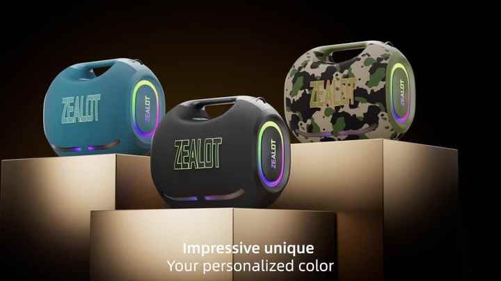 ZEALOT ZE21 250W ポータブルスピーカー IPX7防水 RGB照明付き