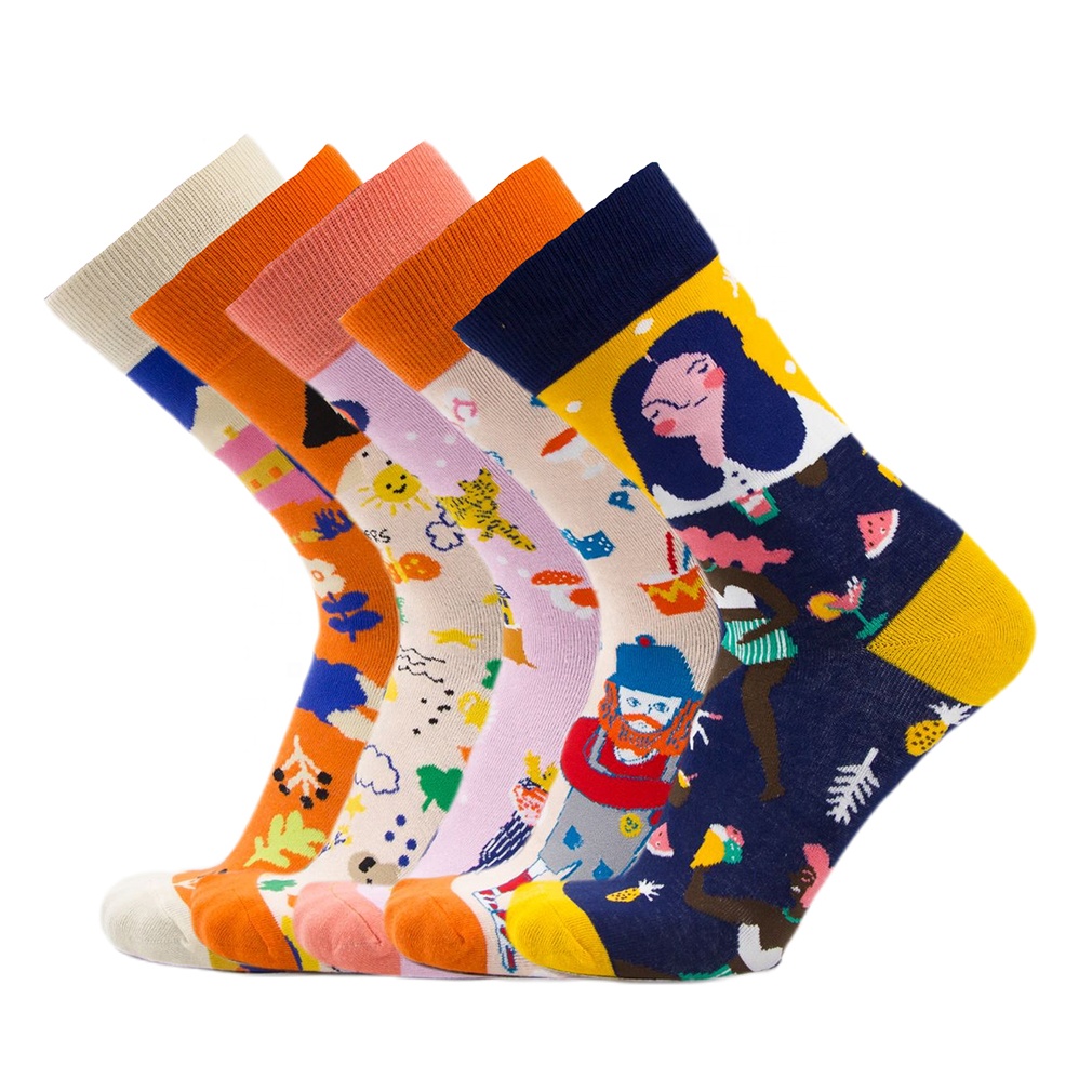 Модные носки, сделанные на заказ цветные хлопковые крутые яркие цветные деловые мужские классические носки для мужчин