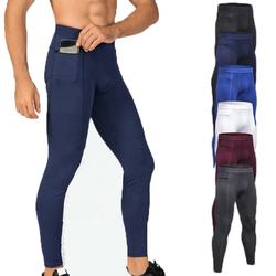 Leggings com bolsos para homens feitos sob encomenda por atacado calças de compressão ginásio