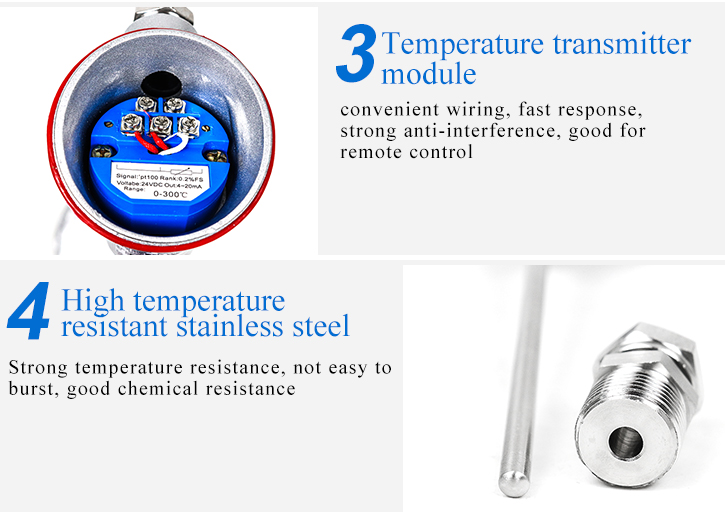 product-725-522 Temperature sensor transmitter probe type thermocouple pt100 temperature transducer