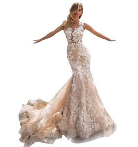 2019 Crystal Design Wedding Dress Bridal Gown Champagne Prom Dress Mermaid Wedding Dresses