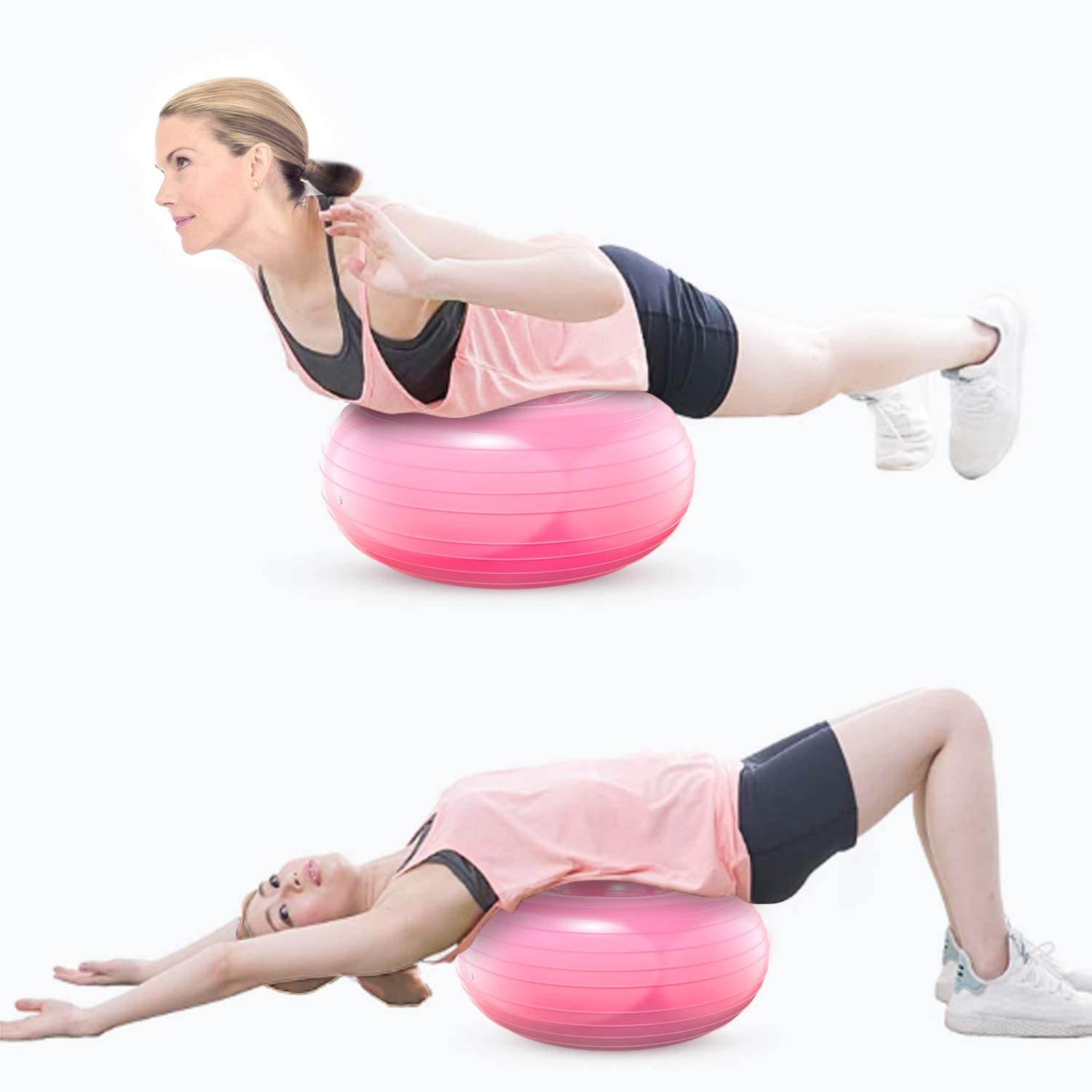 Надувной пончик гимнастический мяч для фитнеса с насосом для ног для йоги баланс стабильности упражнений