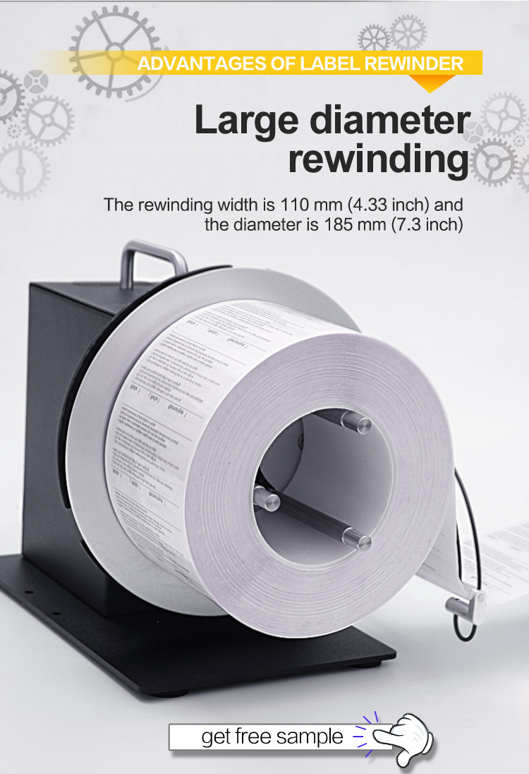 HD-R7 high Quality automatic label rewinder roll barcode sticker label rewinding machine with counter