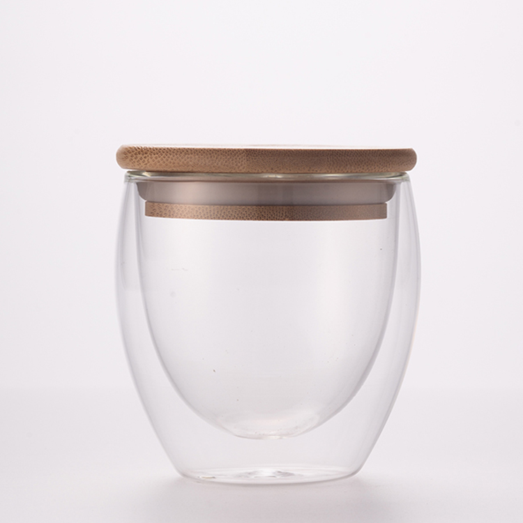 Кружка хорошего качества, чашка для чая из двойного стекла с бамбуковой крышкой