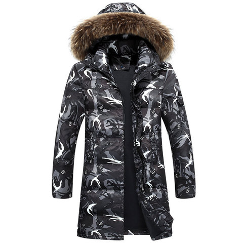 驼鹿节欧美男士羽绒服2020冬季新款加厚中长款大毛领羽绒服