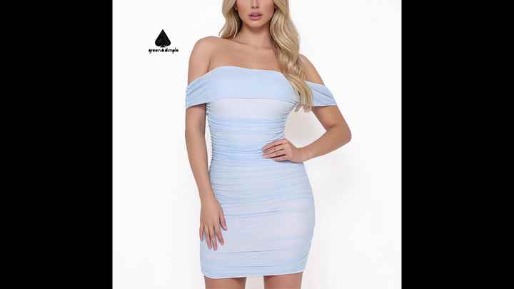 Green Dimple Custom Women Sexy Bodycon Dresses Fashion Off Shoulder Mesh  Ruched Midi Dresses