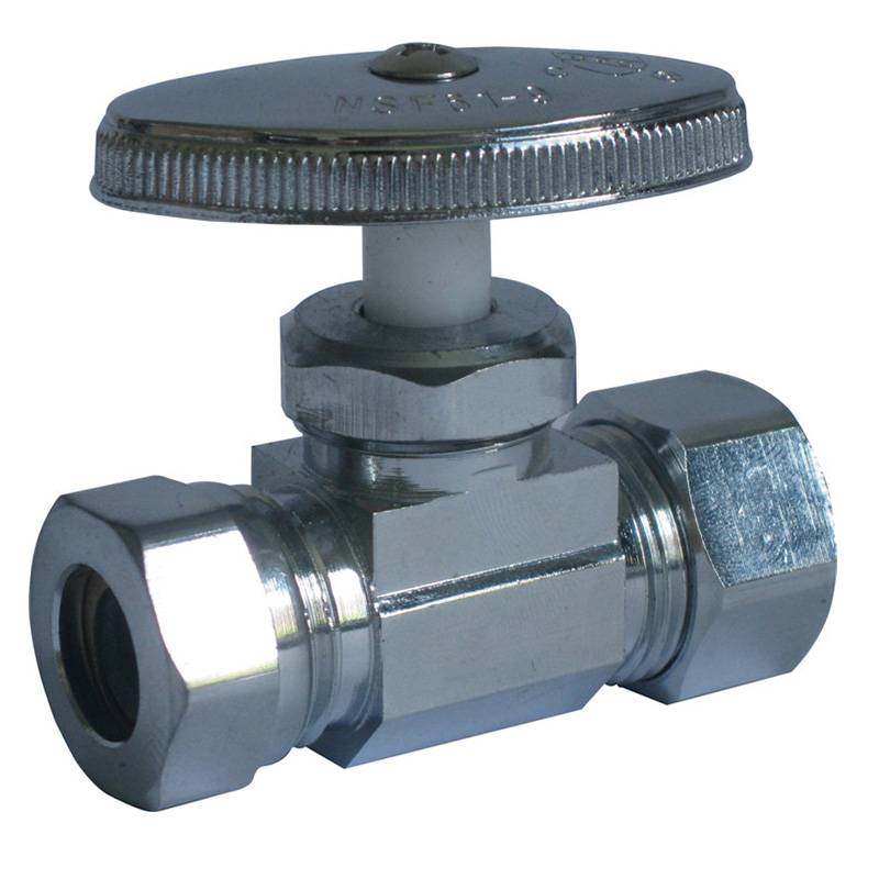 Wholesale brass slip joint outlet stops with compression inlet straight stop valve