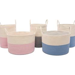 XXXL Extra Large Storage Baskets,2PCS Laundry Baskets,Blanket Basket Cotton Rope Size:Large Size 20"X16"Small Size 12"x8