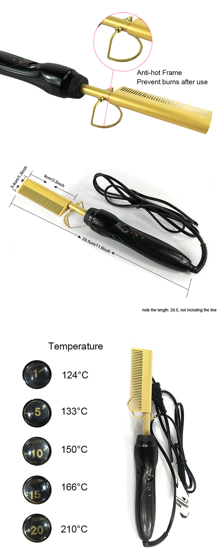 Wholesale amazon private label logo gold peigne chauffant cheveux,hair straightener professional electric pink hot comb brush