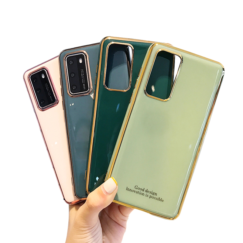 Luxury Plating Smooth Cover Soft TPU Phone Case for iPhone 6 7 8 XS 11 XR SE2020 Coque for HUAWEI P30 P40 Bags Capa