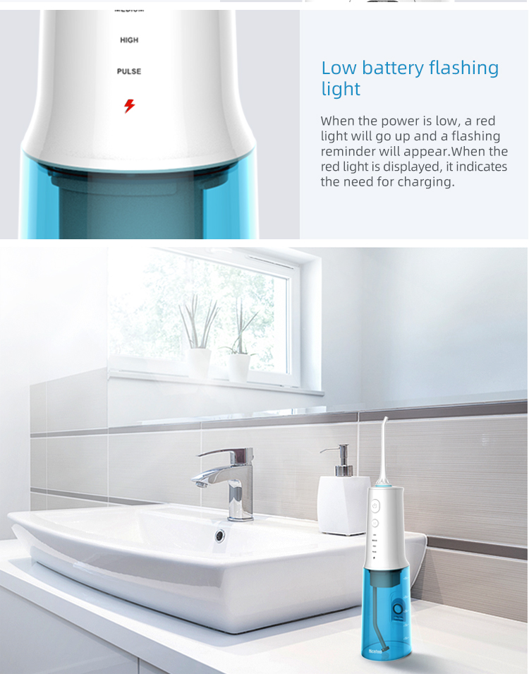 RoHS Usb Charge Travel Water Flosser 320ml Water Irrigator For Teeth Oral Hygiene