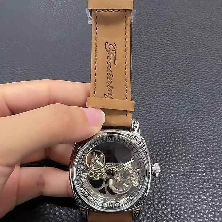 2025 ליקוט מרובע שקוף רטרו גברים אוטומטי שעון